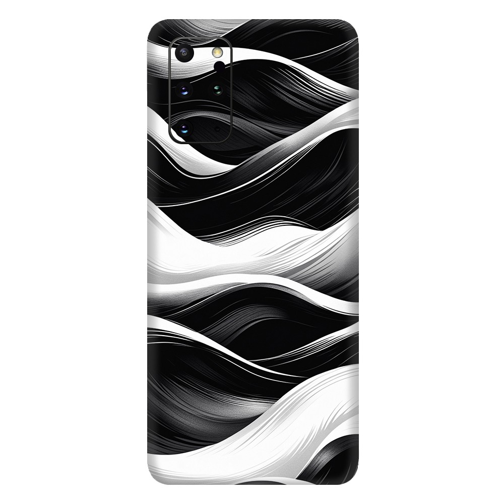 Samsung S20 Kaplama Siyah Beyaz Dalga