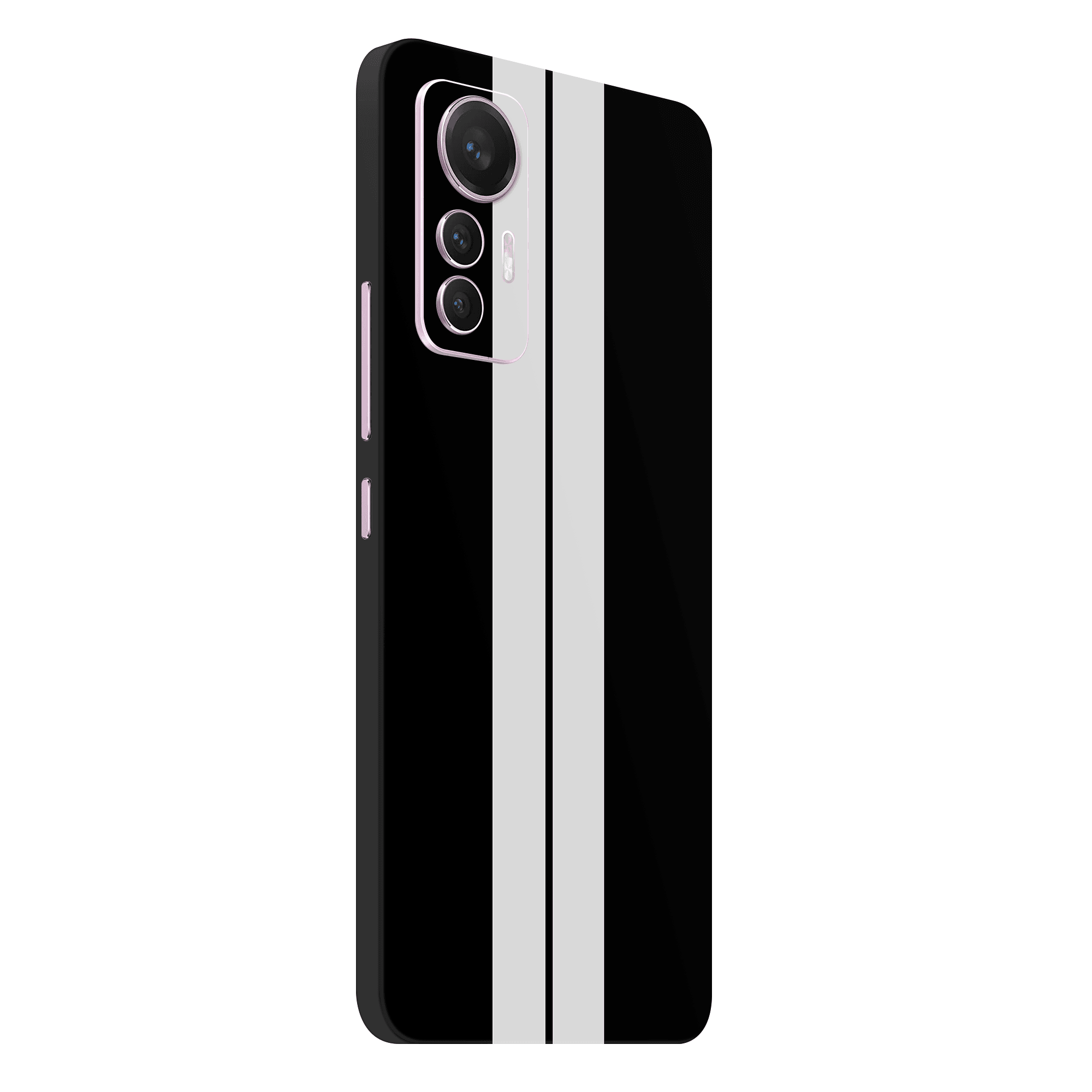 Xiaomi 12 Lite Kaplama Siyah Çift Beyaz Şerit