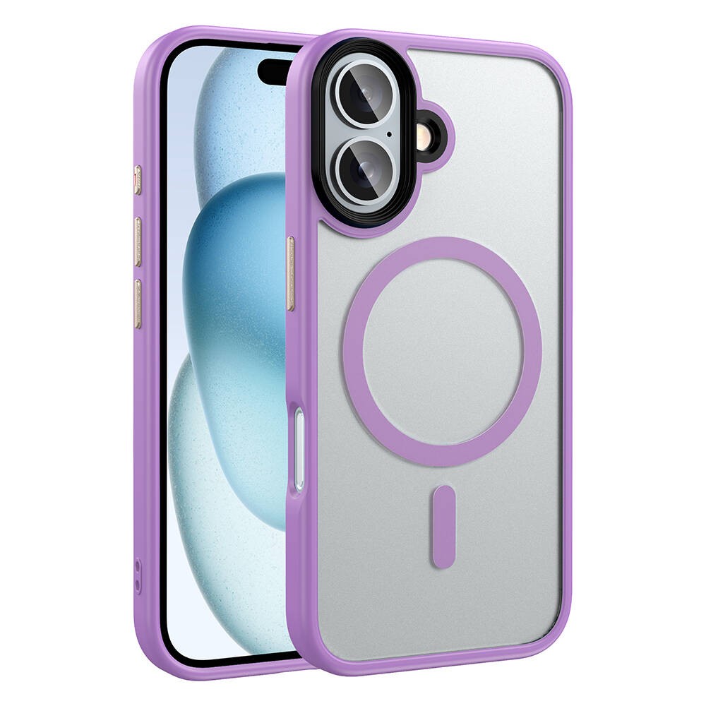 iPhone 16 Kılıf Mat Arka Yüzey Wireless Şarj Özellikli Flet M-safe