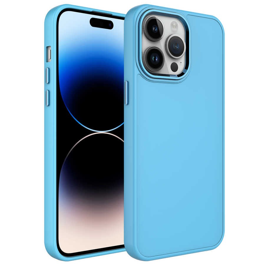 iPhone 14 Pro Kılıf Metal Çerçeve ve Buton Tasarımlı Silikon Luna