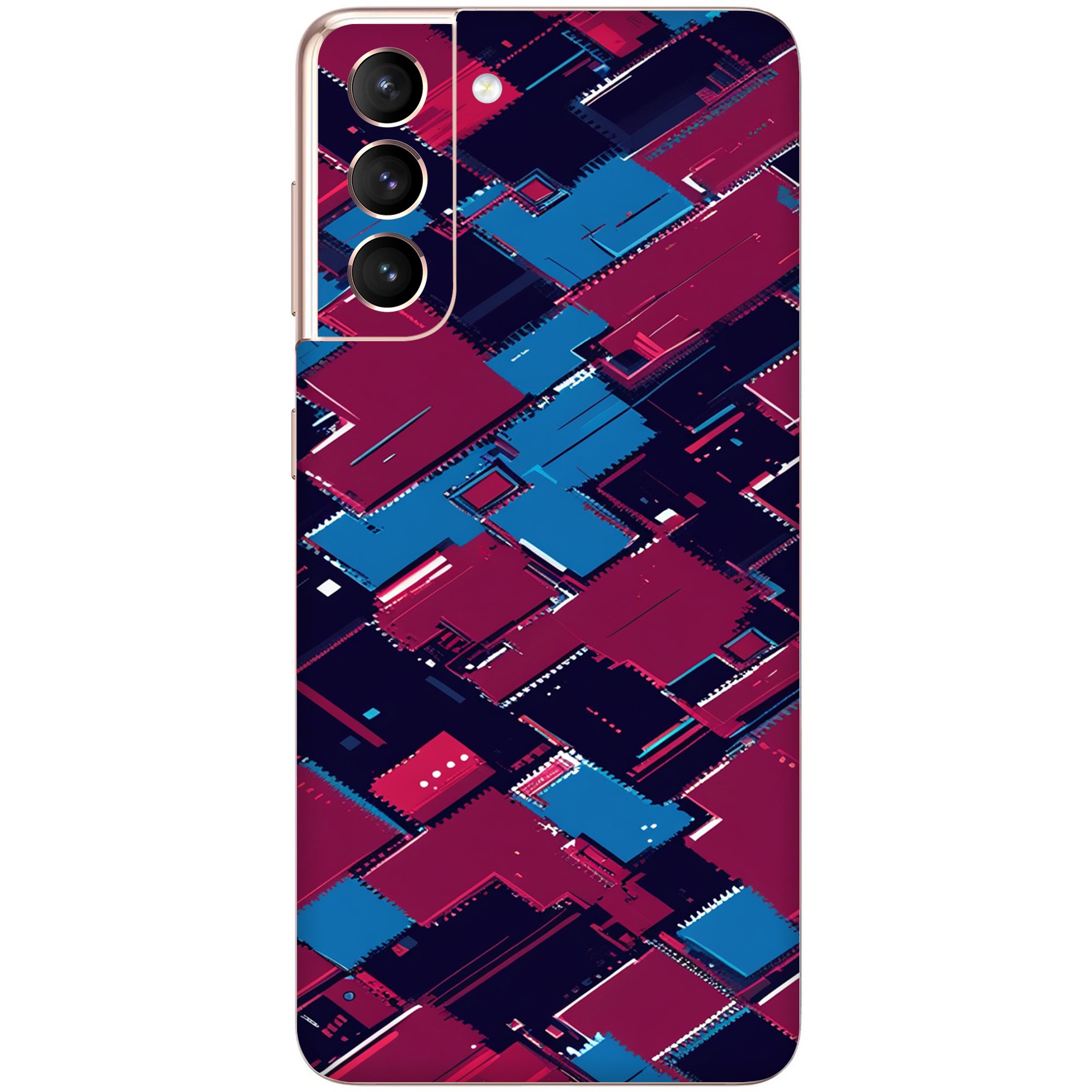 Samsung S21 Kaplama Bordo Mavi Pixel