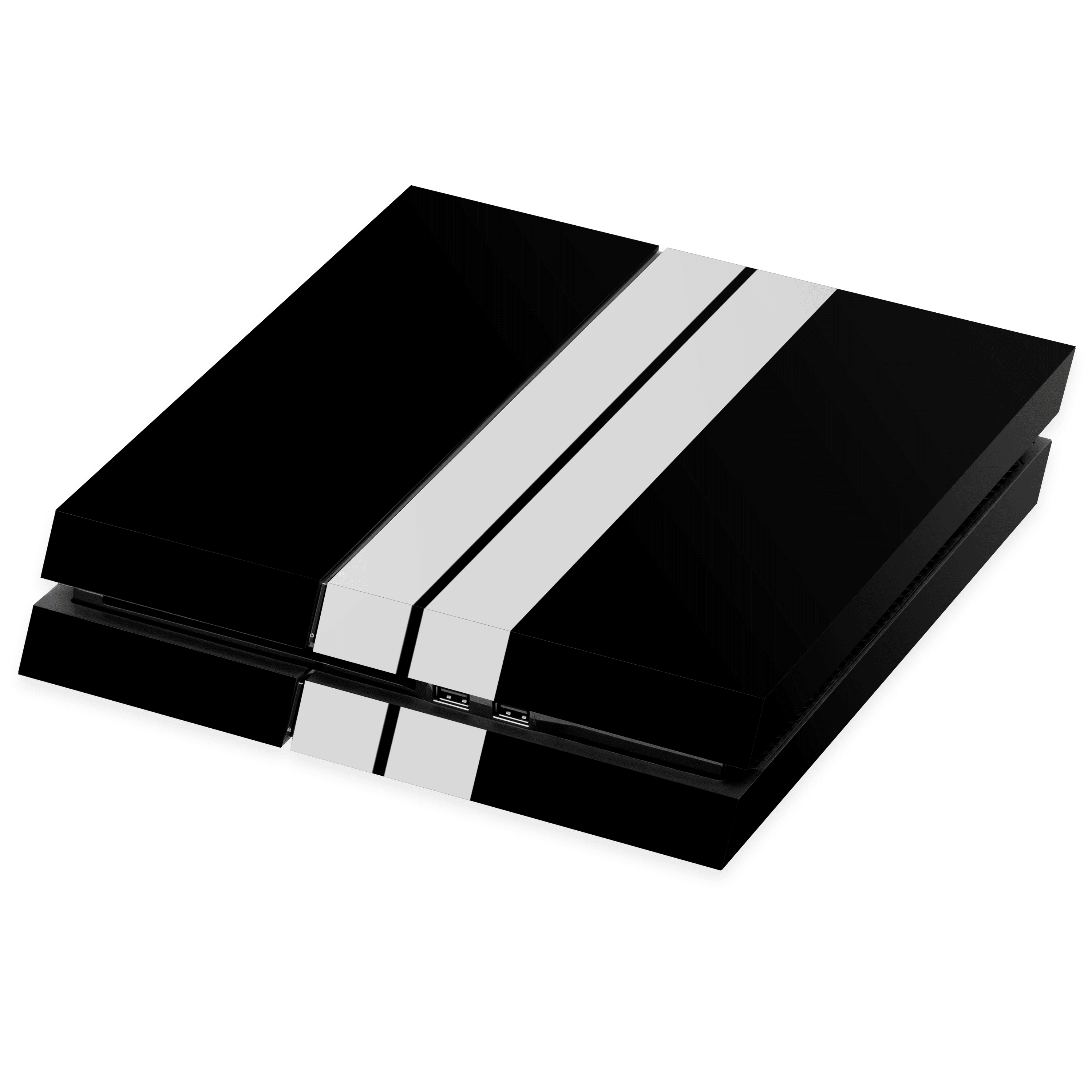 PlayStation 4 Skin Two White Stripes on Black