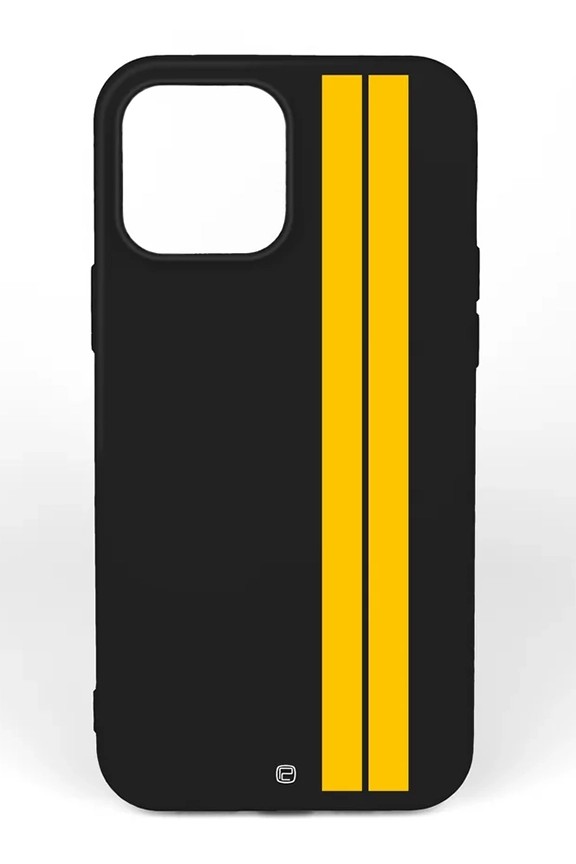 iPhone 12 Pro Max Silikon Kılıf Sarı Çift Şerit
