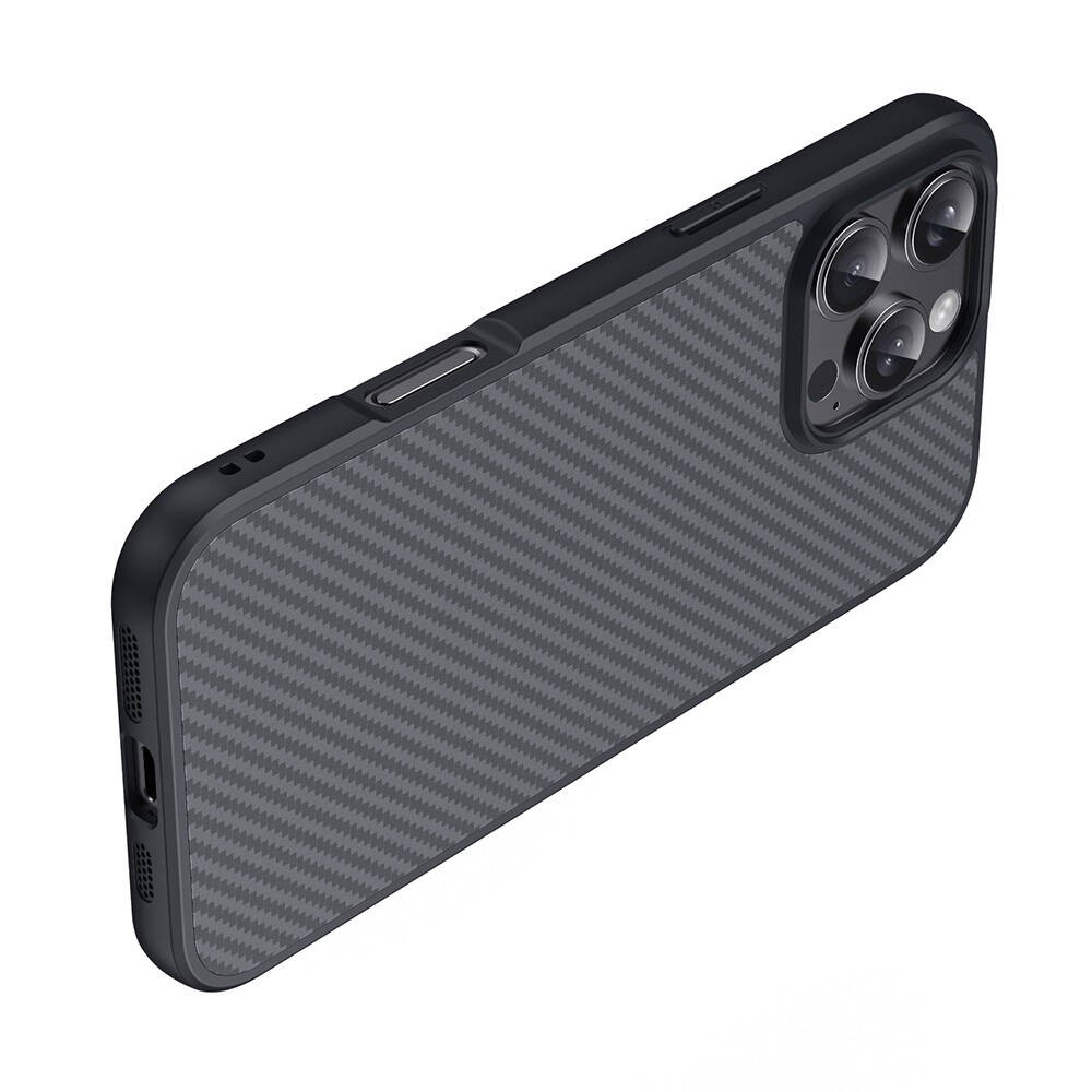 iPhone 16 Pro Max Kılıf M-safe Şarj Özellikli Karbon Fiber Tasarımlı Elnino