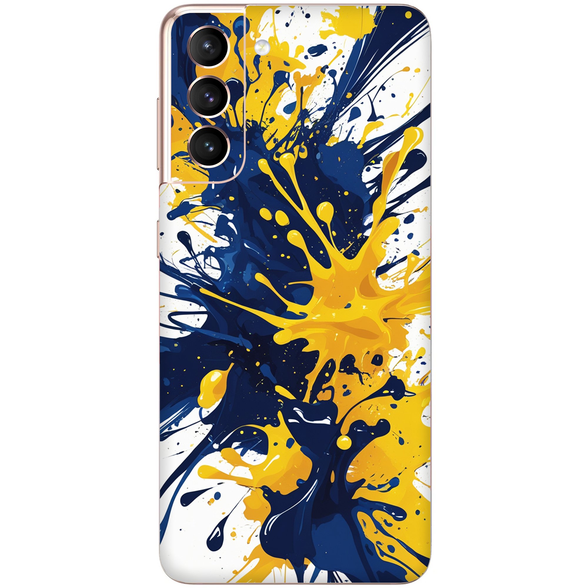 Samsung S21 Kaplama Sarı Lacivert Boya