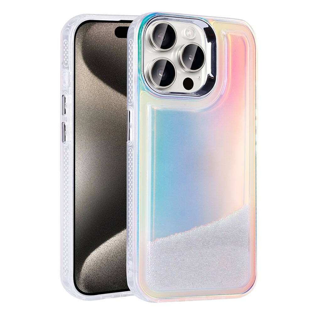 iPhone 15 Pro Max Kılıf Airbagli Renkli Arka Yüzey Boncuk Tasarımlı Kumul