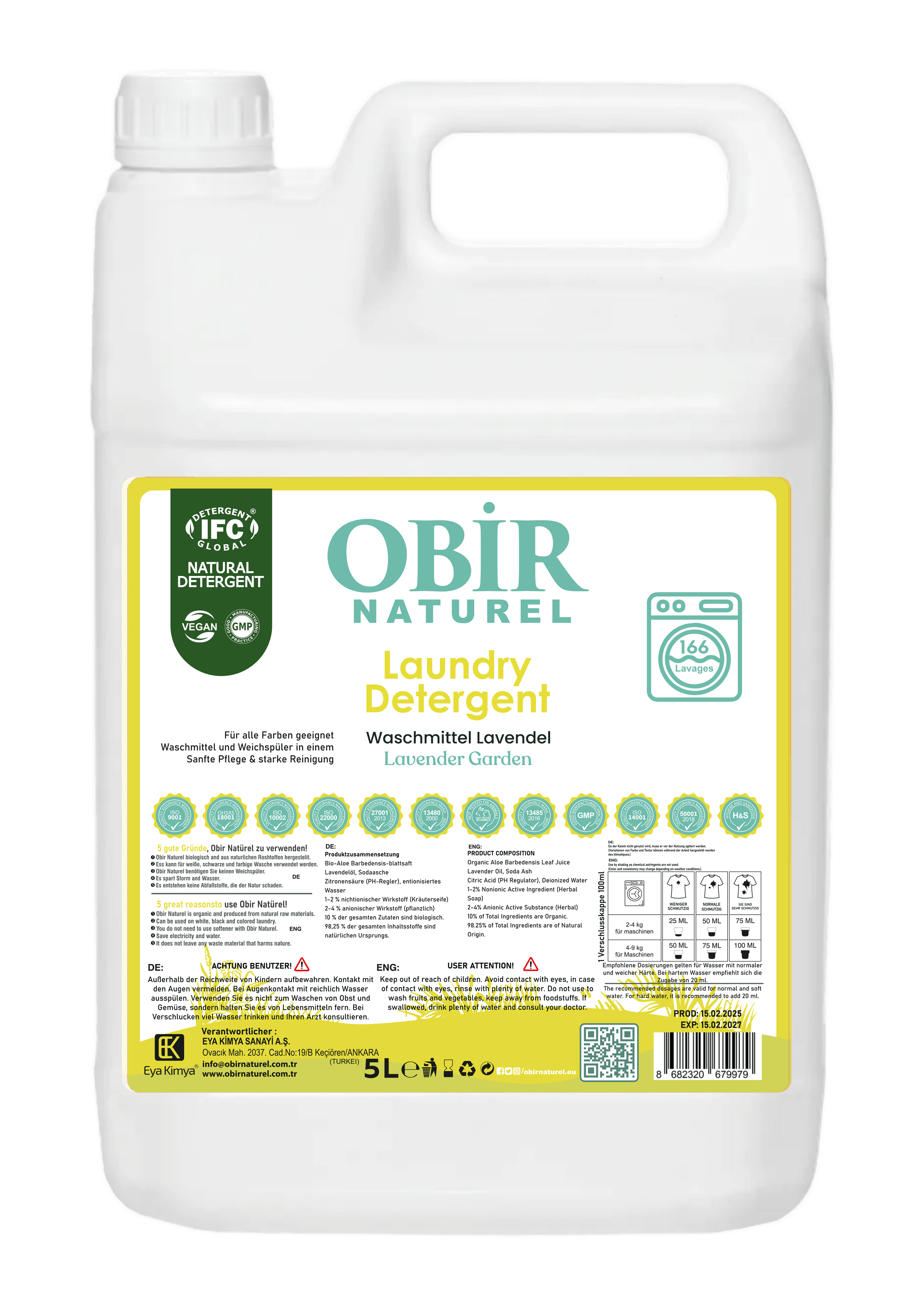 Obir Naturel Flüssigwaschmittel – 5000 ML | Kraftvolle & Sanfte Reinigung für Ihre Wäsche