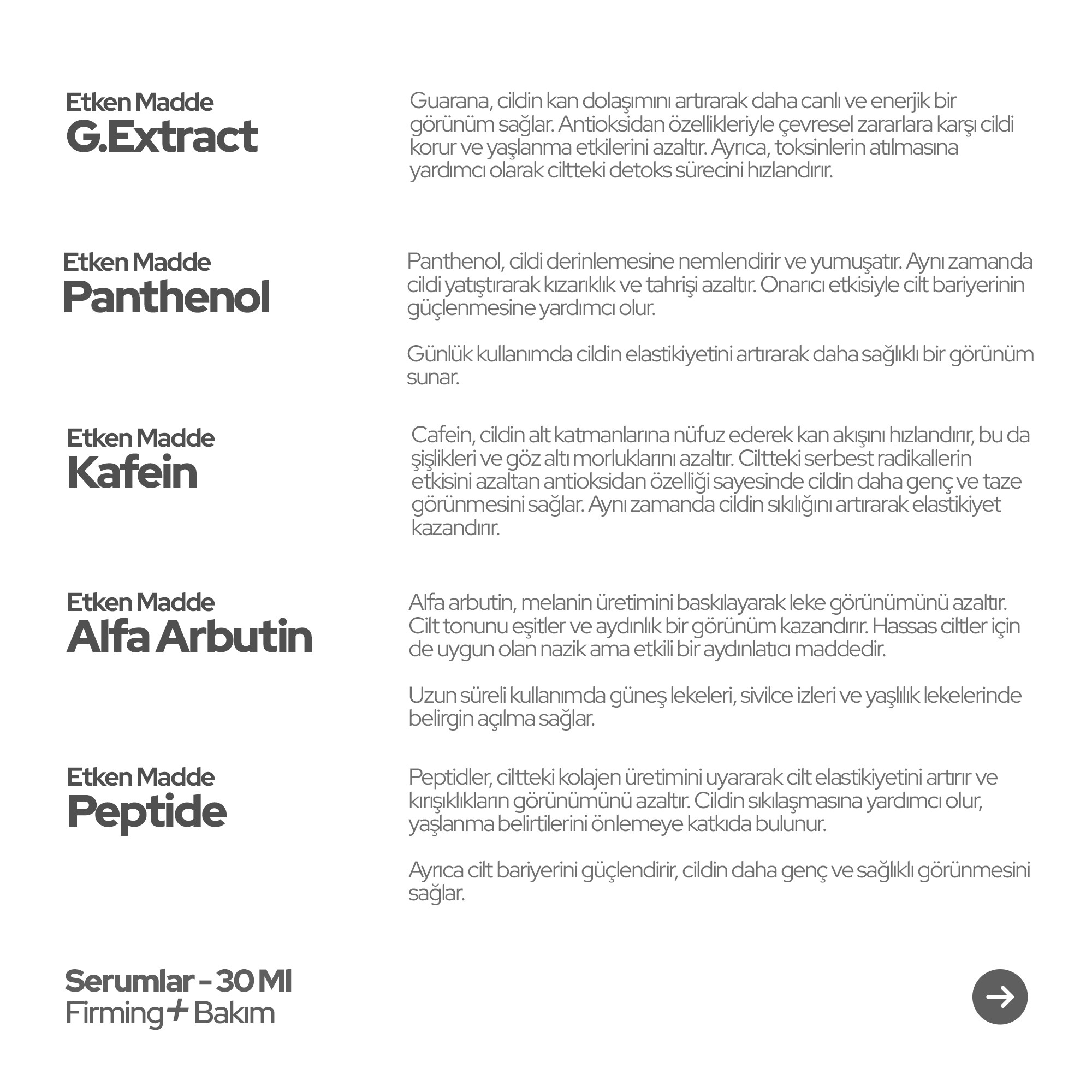 Glisseo Firming+ Kafein ve Peptide Katkılı Yüz Bakım Serumu - Sıkılaştırıcı ve Aydınlatıcı Etki - 30Ml