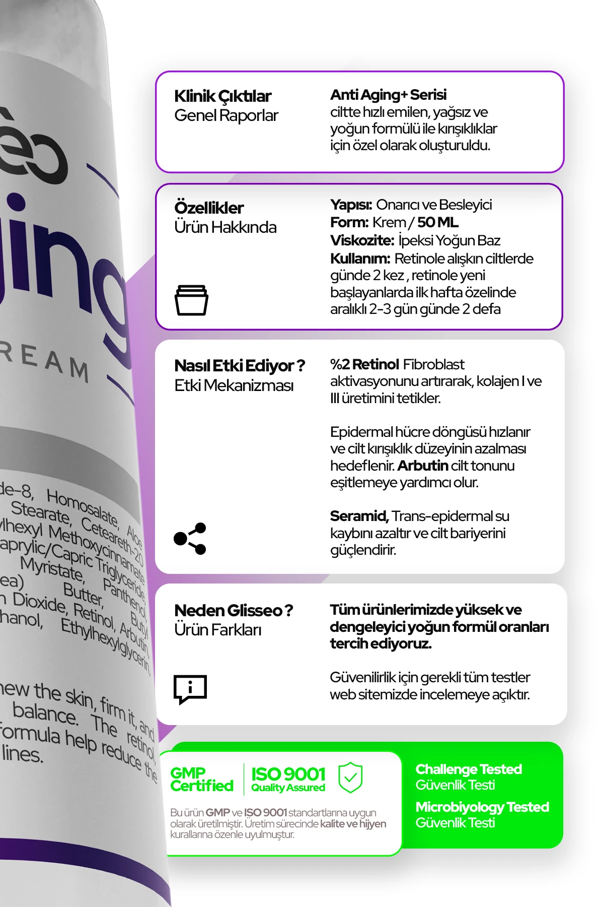 Anti Aging Cilt Kırışıklıkları Ve Yaşlanma Karşıtı Spf30 Yüz Kremi 50 ml %2 Retinol %10 Ceramide