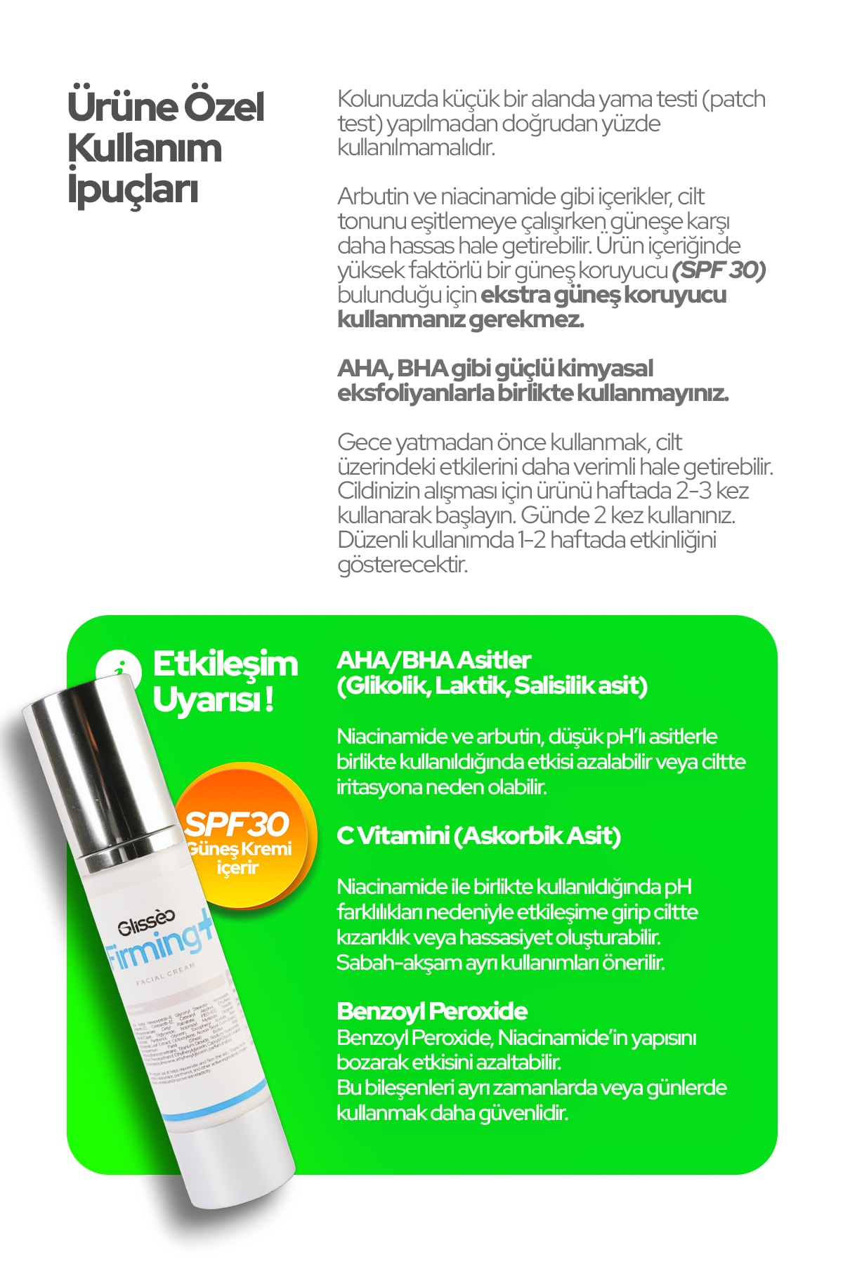 Firming Cilt Sıkılaştırıcı, Canlılık ve Onarıcı Etkili SPF30 Yüz Kremi 50 ml %12 Peptid + %2 Panthenol