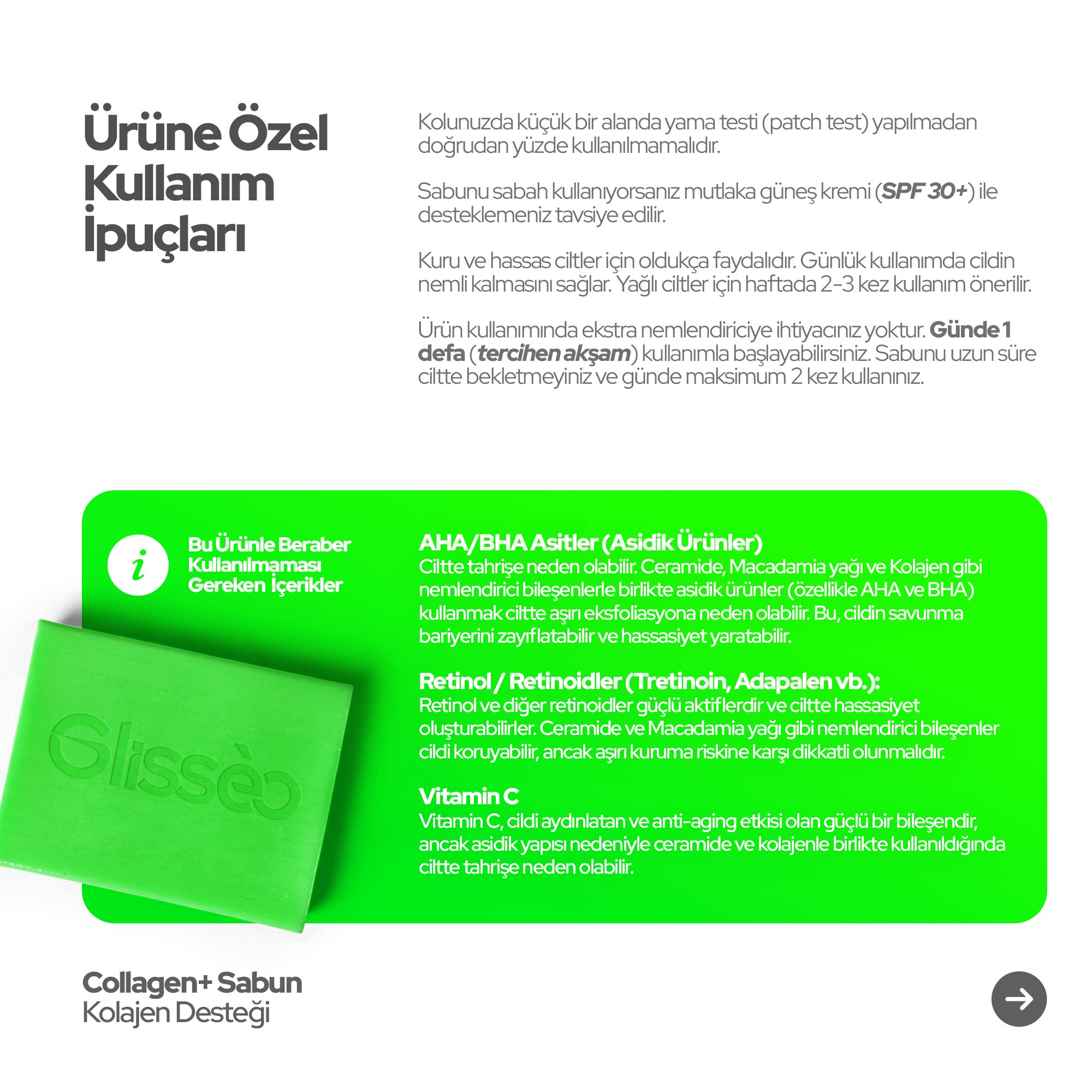 Glisseo Collagen+ Ceramide ve Macadamia Katkılı Yüz Bakım Sabunu Kolajen ile Yenilenme Etkisi 100GR