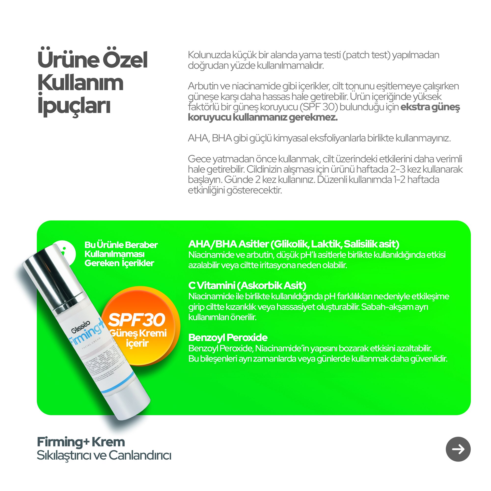 Glisseo - Firming+ Sıkılaştıcı Yüz Kremi - Canlandırıcı ve Onarıcı Etki + SPF30 Güneş Kremi ve Nemlendirici Etki - 50 ML