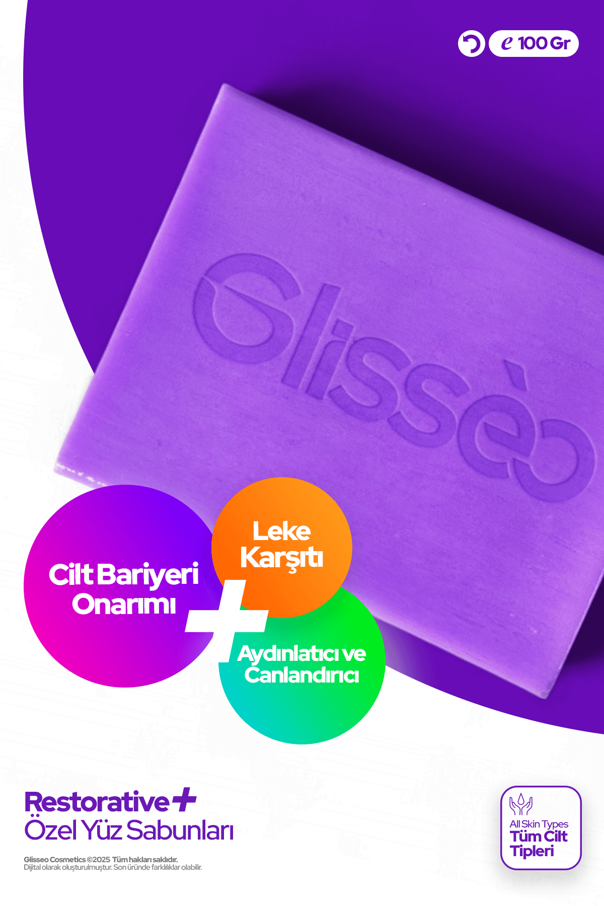 Glisseo Restorative Kafein & Glutathione Katkılı Besleyici & Aydınlatıcı Etki Onarıcı Yüz Bakım Sabunu 100g