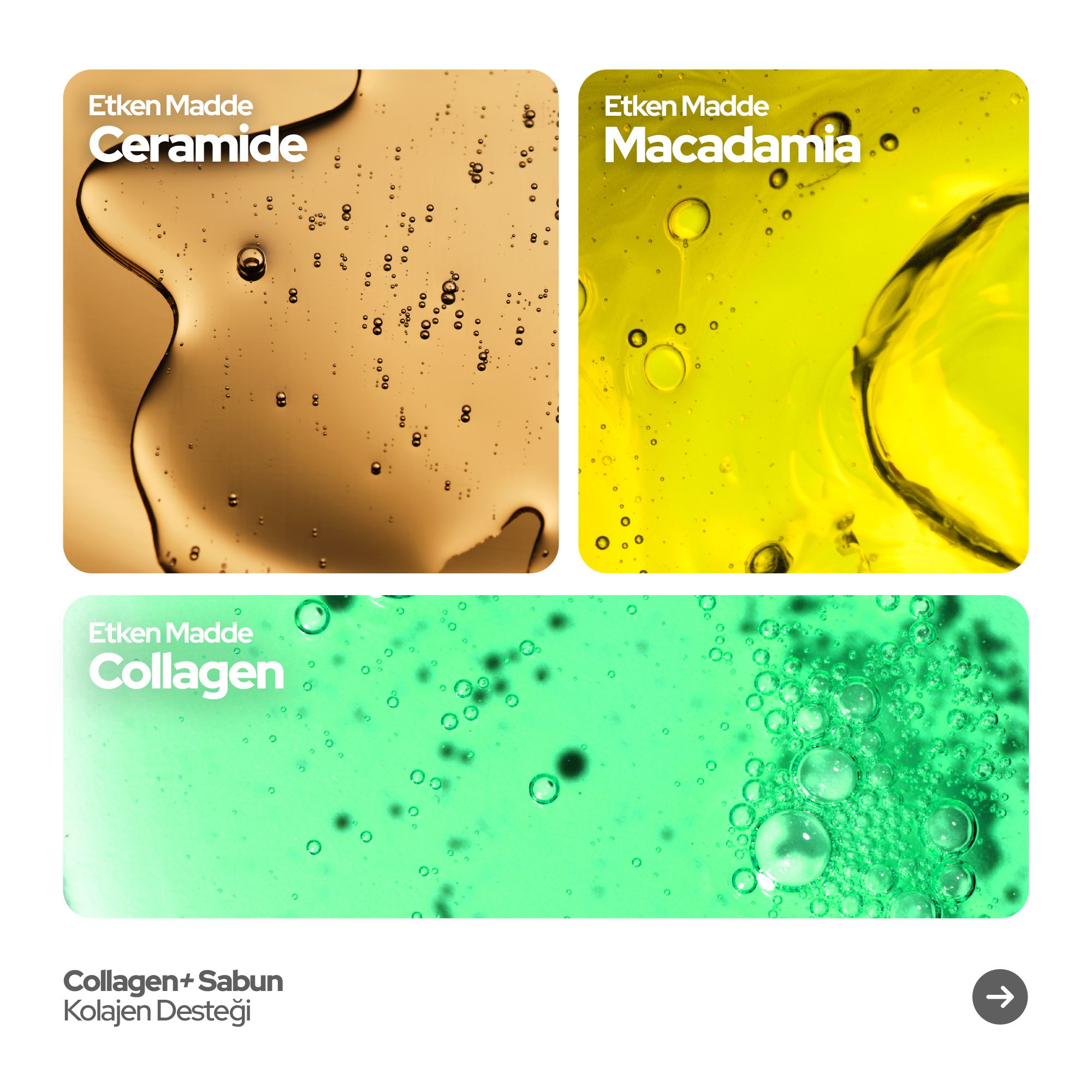 Glisseo Collagen+ Ceramide ve Macadamia Katkılı Yüz Bakım Sabunu Kolajen ile Yenilenme Etkisi 100GR