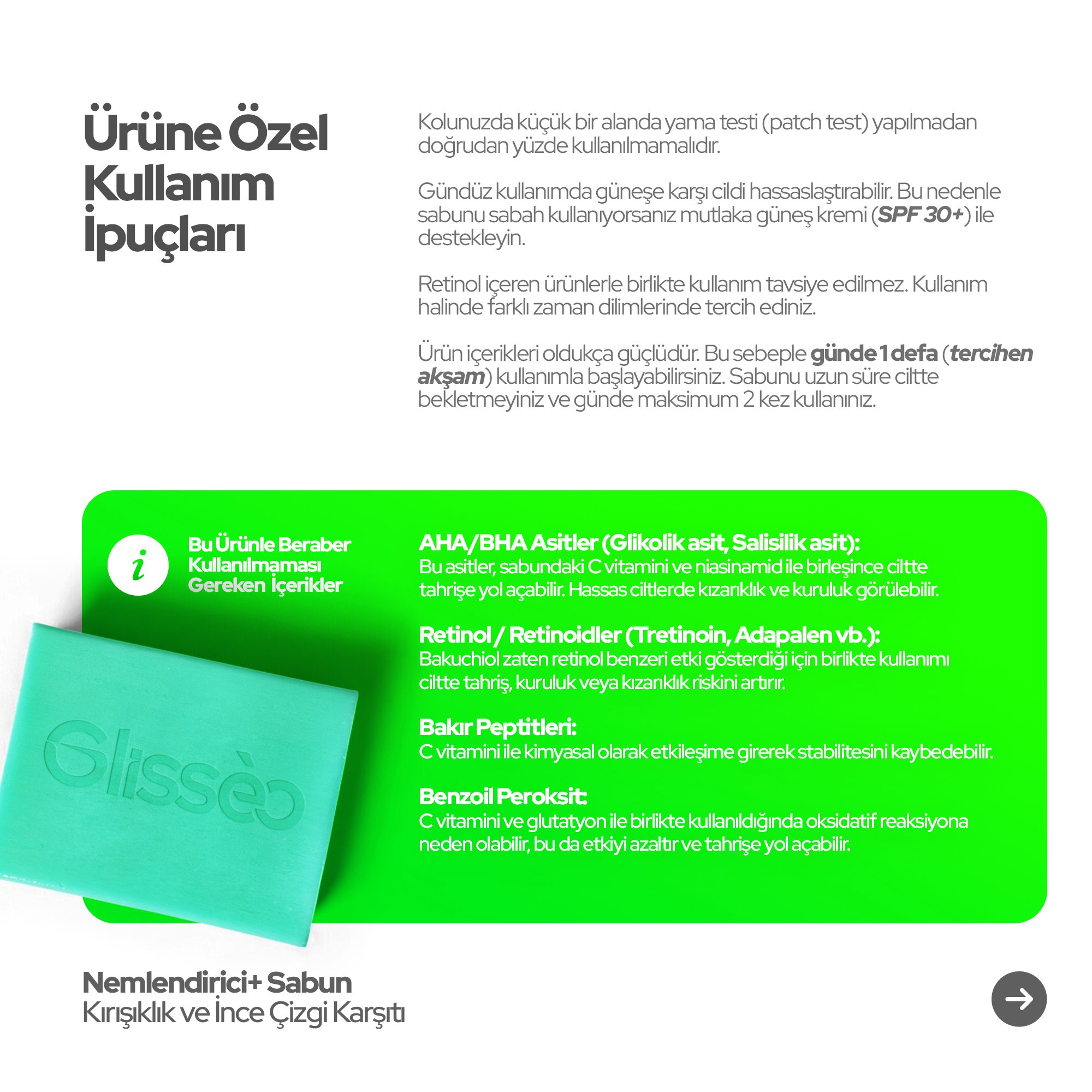 Glisseo - Nemlendirici+ Bakuchiol ve Niacinamide Katkılı Yüz Bakım Sabunu - Kırışıklık Karşıtı ve Canlandırıcı Etki - 100GR