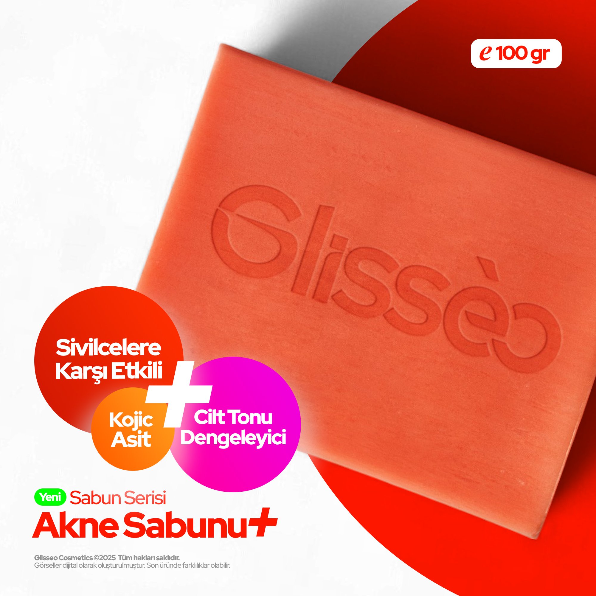 Glisseo - Kojik Asit ve Bisabolol Katkılı Yüz Bakım Sabunu - Sebum ve Cilt Tonu Dengeleyici Etki - 100GR