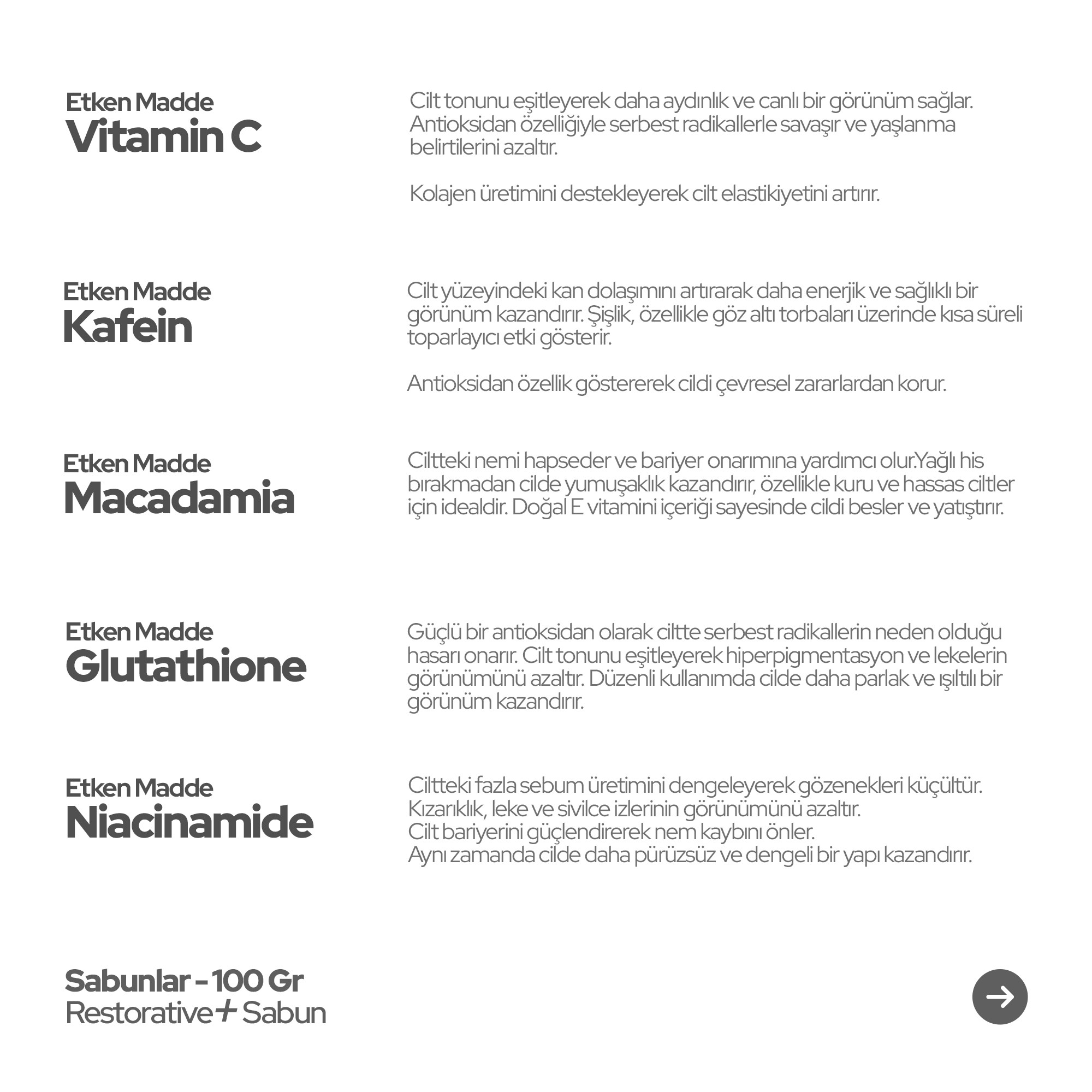 Glisseo - Restorative+ Kafein ve Glutathione Katkılı Onarıcı Yüz Bakım Sabunu - Besleyici ve Aydınlatıcı Etki - 100GR