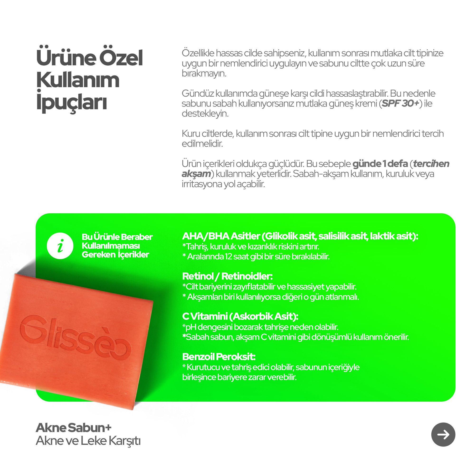 Glisseo - Kojik Asit ve Bisabolol Katkılı Yüz Bakım Sabunu - Sebum ve Cilt Tonu Dengeleyici Etki - 100GR