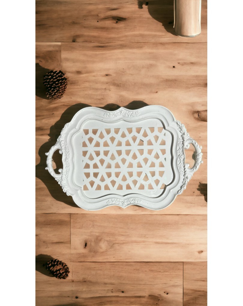 Ham Polyester Kollu Rölyef Sunumluk Tepsi