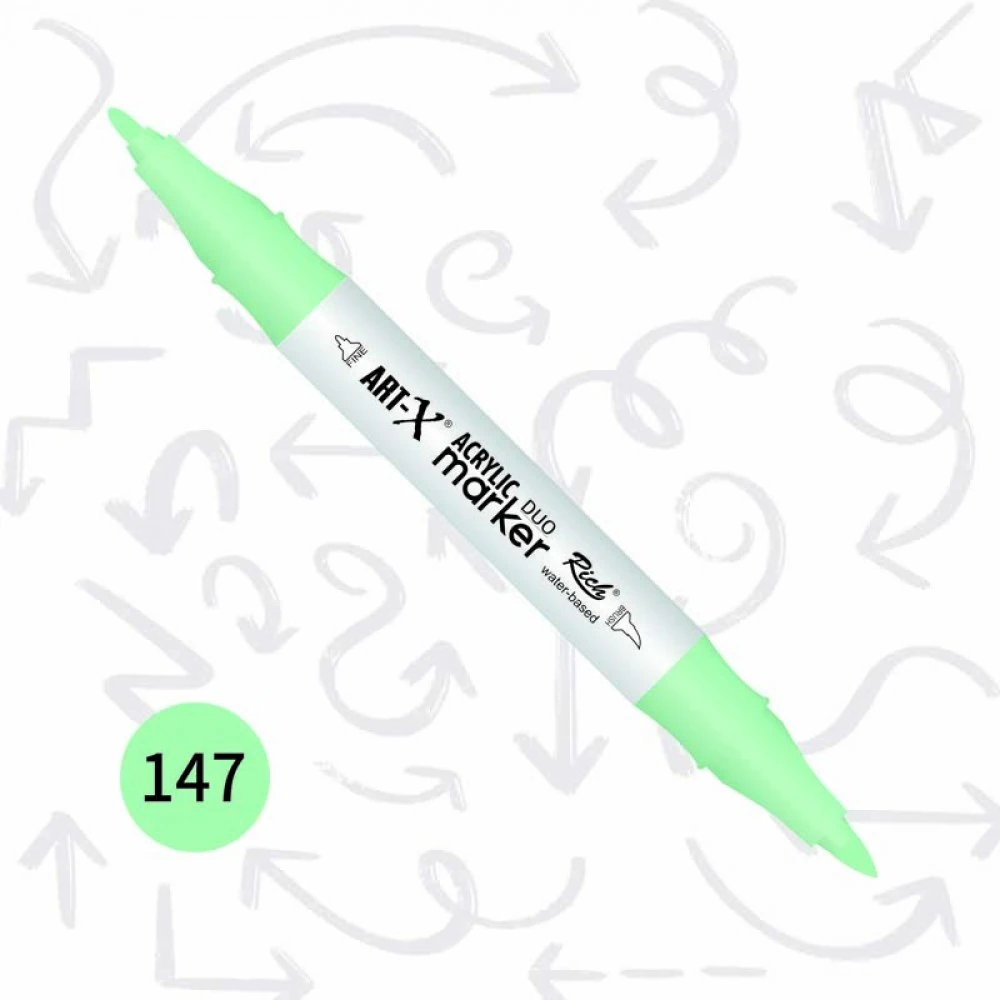 Rich Art-X Acrylic Duo Marker Çift Uçlu Su Bazlı Boyama Markörü No:147 Açık Nane Yeşili
