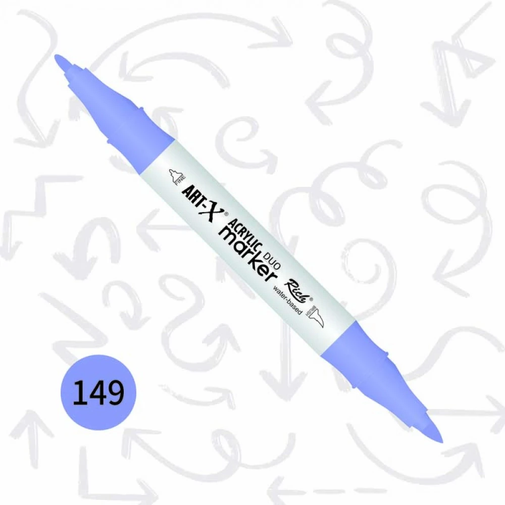 Rich Art-X Acrylic Duo Marker Çift Uçlu Su Bazlı Boyama Markörü No:149 Açık Lila