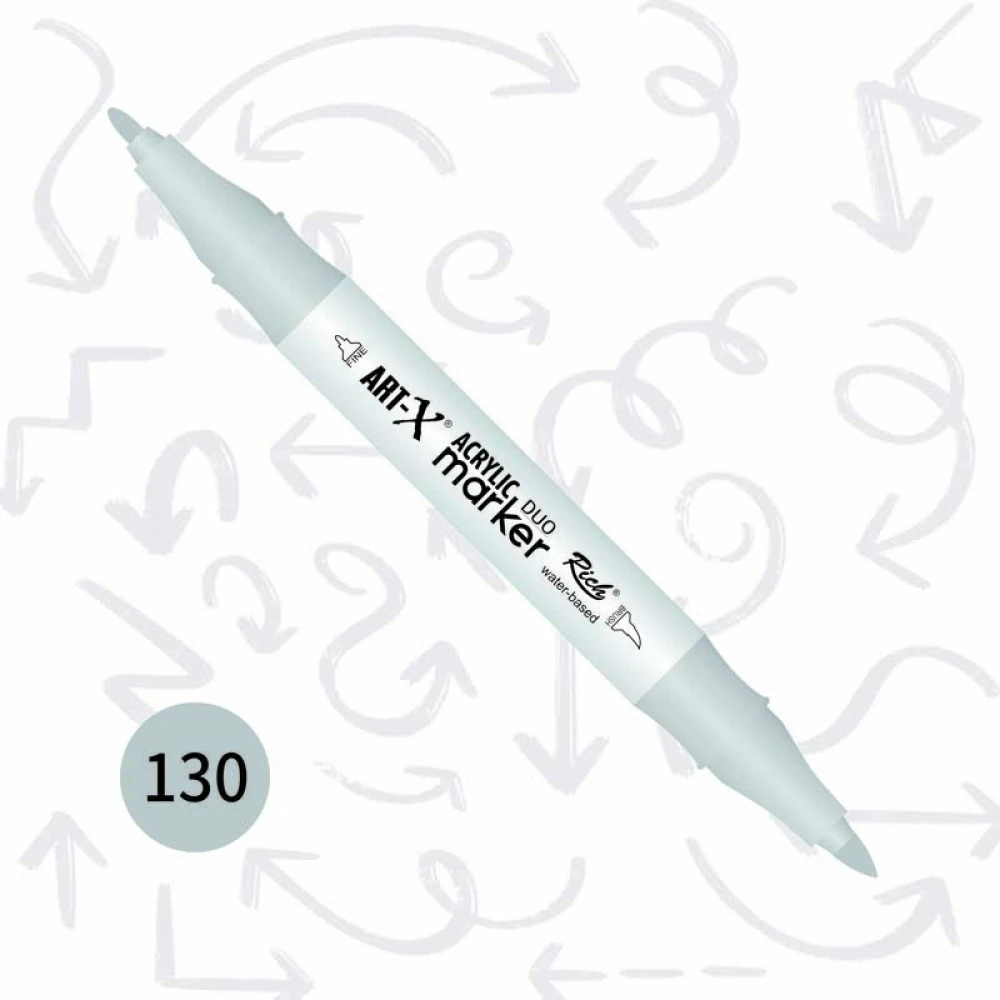 Rich Art-X Acrylic Duo Marker Çift Uçlu Su Bazlı Boyama Markörü No:130 Taş Gri
