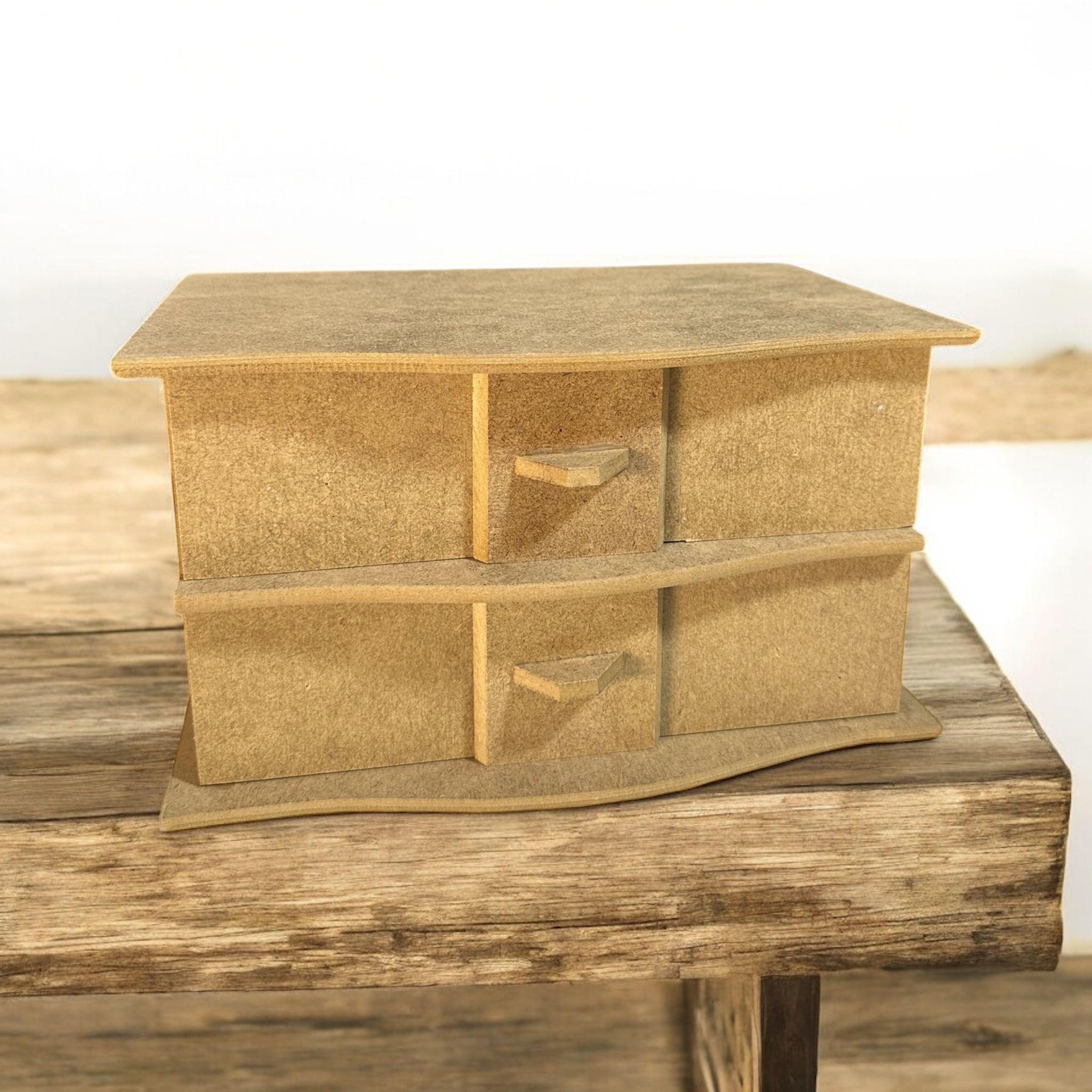 Ham Ahşap Düz İki Çekmece Kutu 24x13 cm