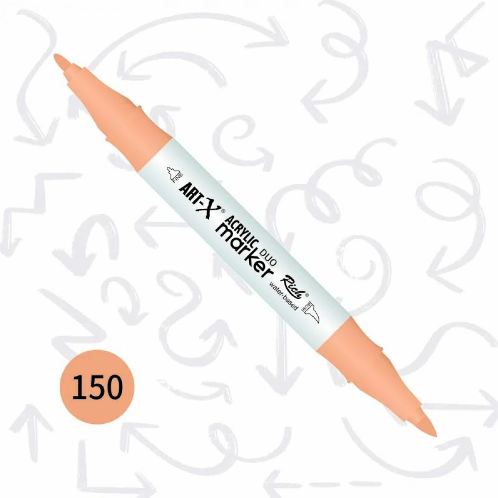 Rich Art-X Acrylic Duo Marker Çift Uçlu Su Bazlı Boyama Markörü No:150 Koyu Ten Rengi