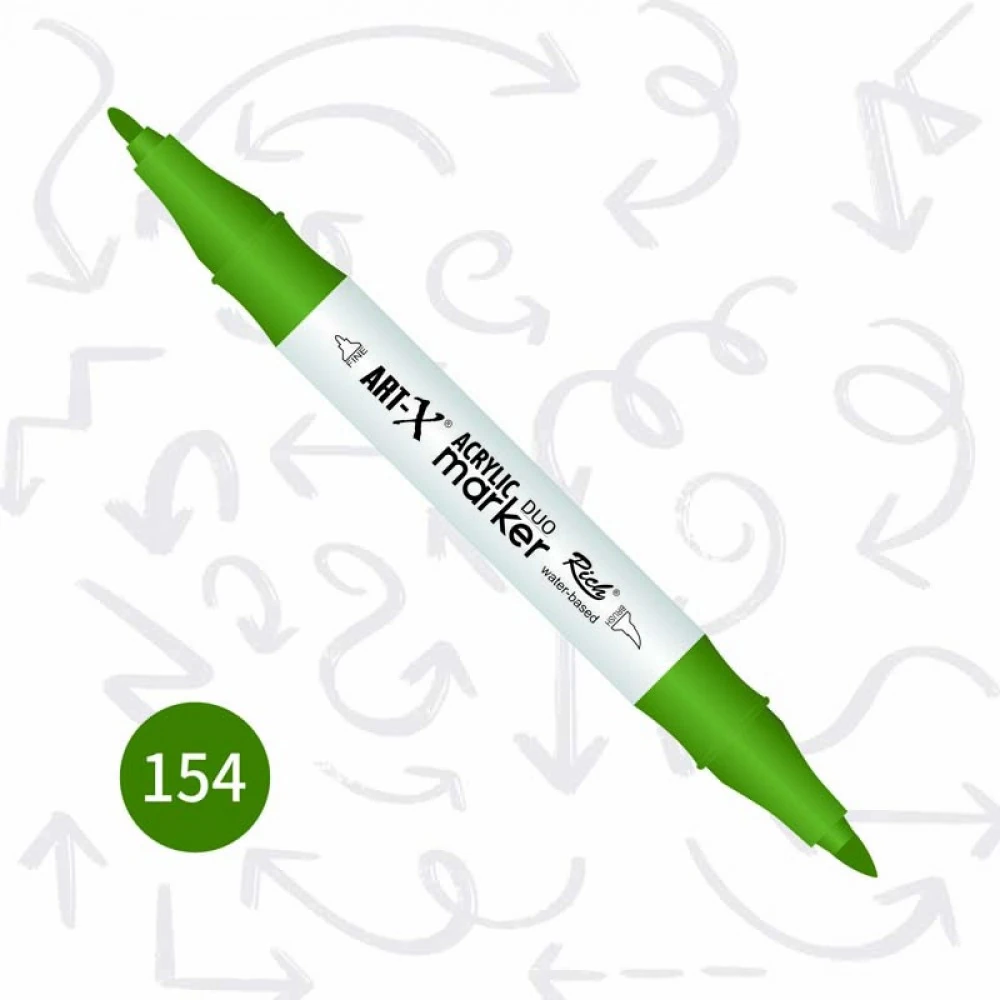 Rich Art-X Acrylic Duo Marker Çift Uçlu Su Bazlı Boyama Markörü No:154 Yaprak Yeşili