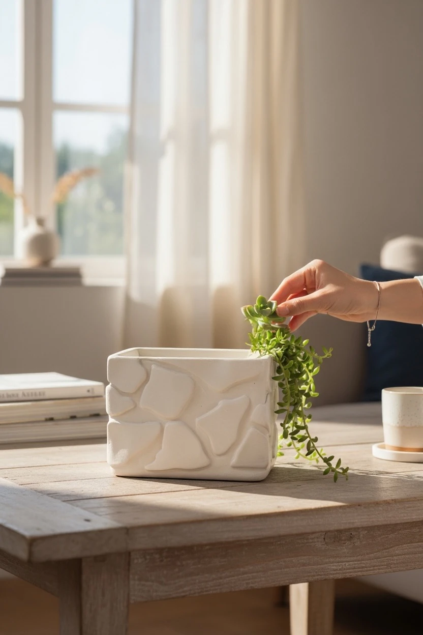 Ham Seramik Kısa Kiremit Vazo