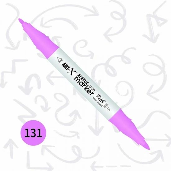 Rich Art-X Acrylic Duo Marker Çift Uçlu Su Bazlı Boyama Markörü No:131 Açık Mor