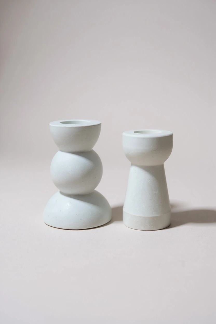 Ham Taş Minimal Modern Şamdan Mumluk