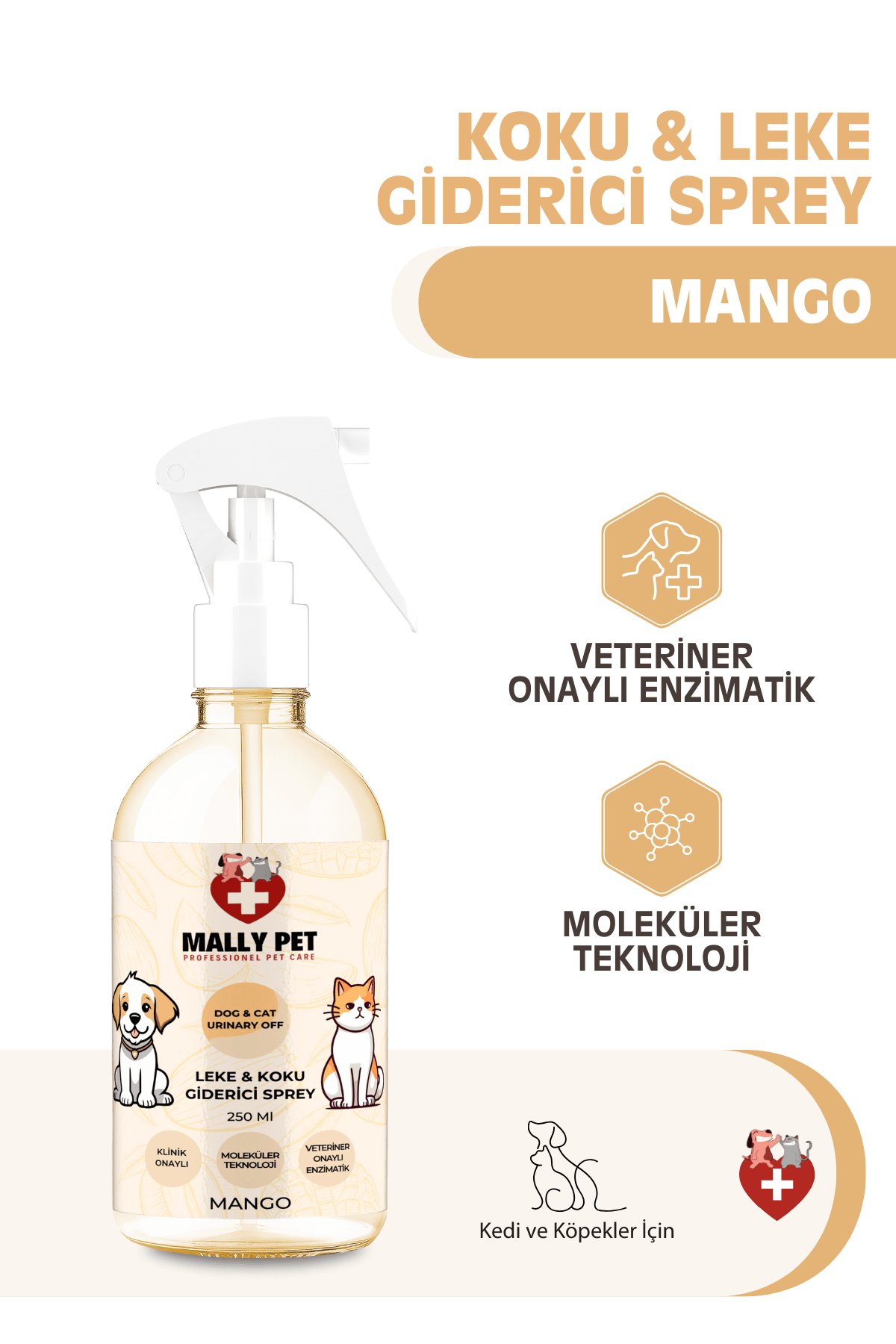 Evcil Hayvanlar Için Koku Ve Leke Giderici Sprey Mango Kokulu 250 Ml