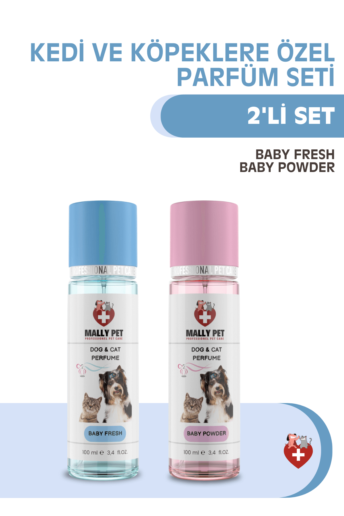 Bebek Pudrası & Fresh Kokulu Kedi ve Köpek Parfüm Seti 2x100ML