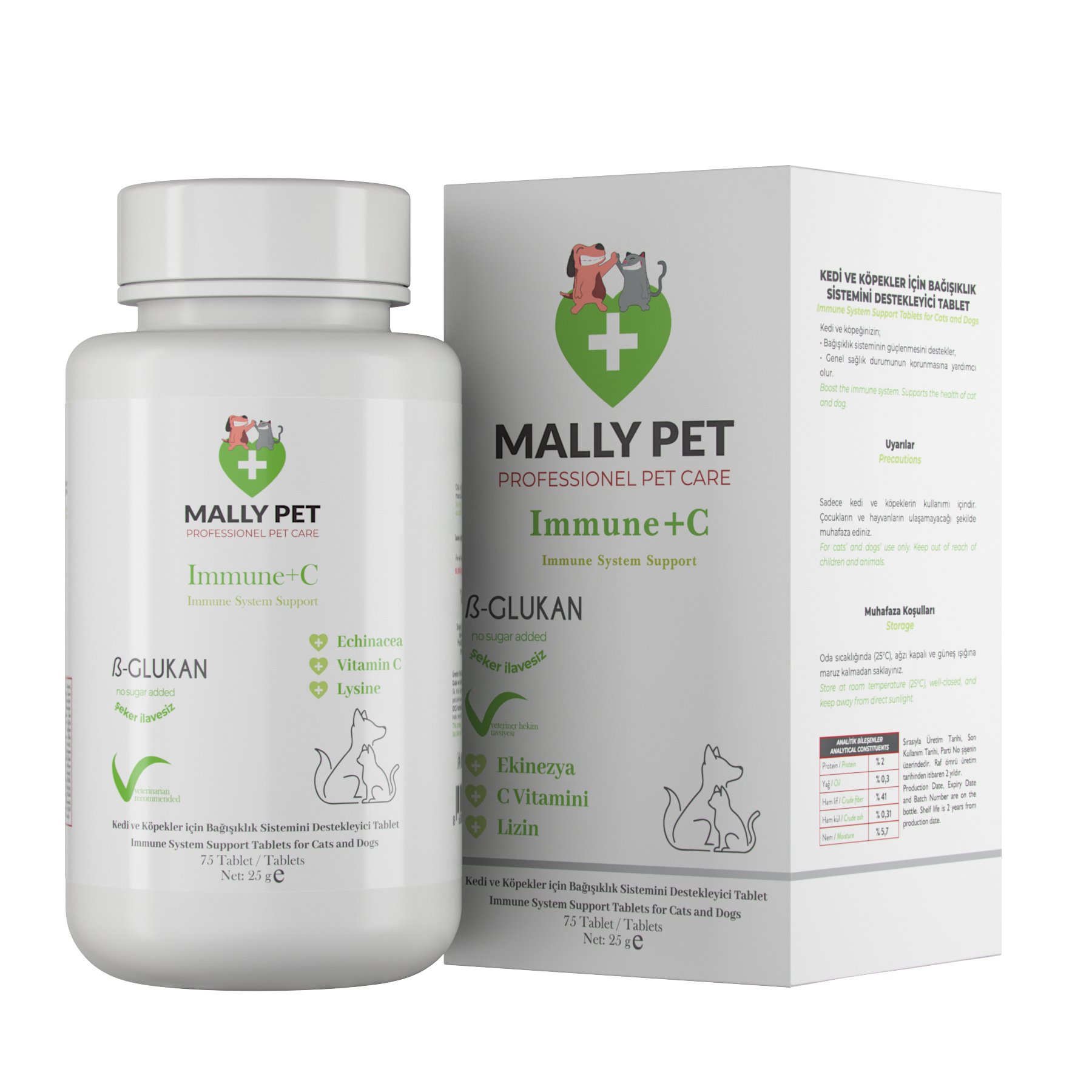 Kedi ve Köpekler İçin Bağışıklık Sistemini Güçlendiren Immune+C Tablet