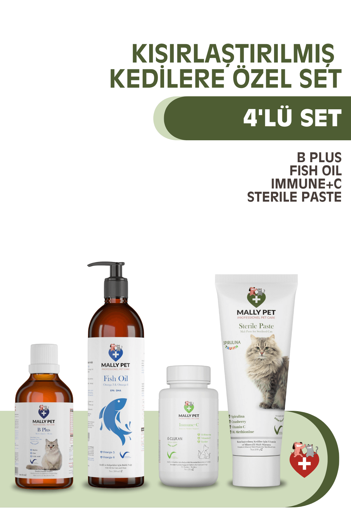 Kısırlaştırılmış Kedilere Özel Set (B Plus + Fish Oil + ImmuneC + Sterile Paste) 4'lü Set