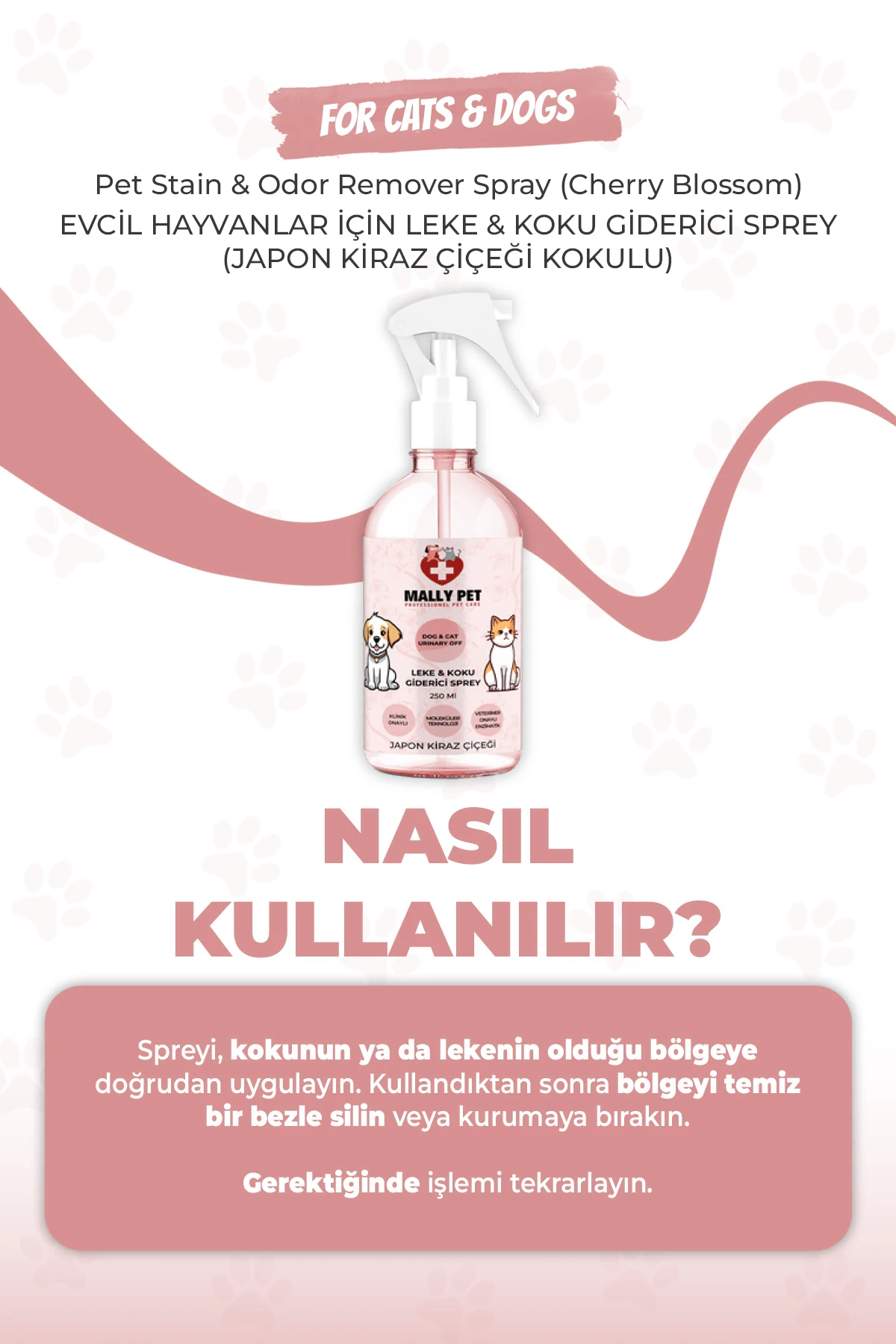 بخاخ مزيل الروائح للحيوانات الأليفة برائحة زهر الكرز الياباني - 250 مل