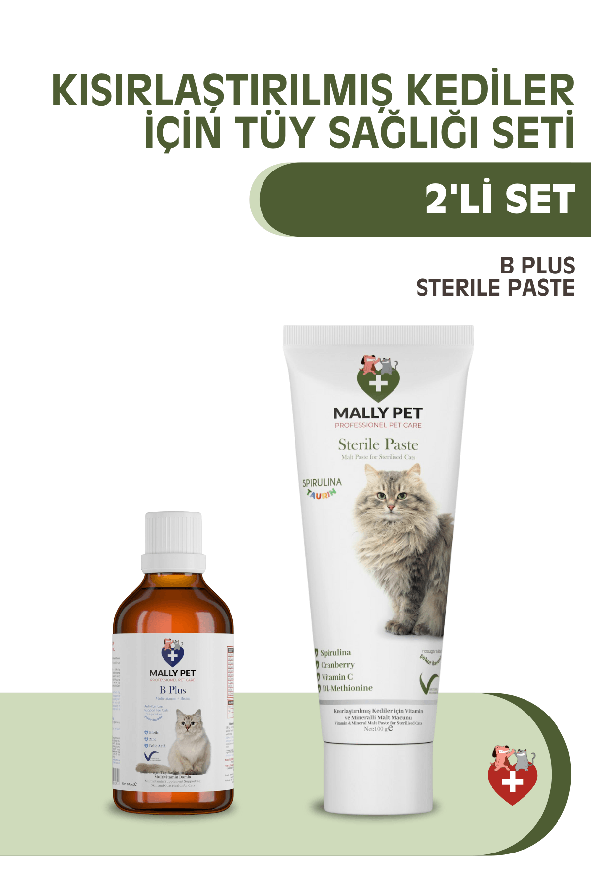 Kısırlaştırılmış Kediler İçin Tüy Sağlığı Seti (B Plus Damla + Sterile Paste) 2'li Set