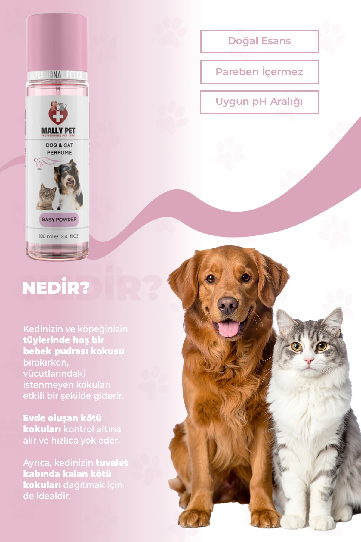 Bebek Pudrası Kokulu Kedi ve Köpek Parfümü 100 Ml