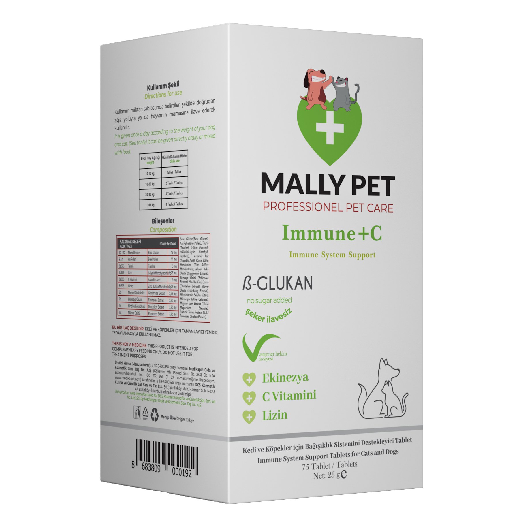 Kedi ve Köpekler İçin Bağışıklık Sistemini Güçlendiren Immune+C Tablet