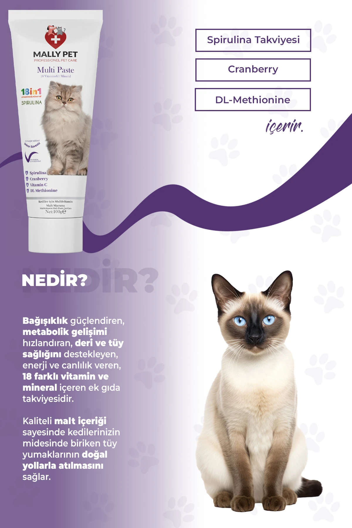 Kediler İçin Multivitaminli Malt Macunu Multi Paste 100g