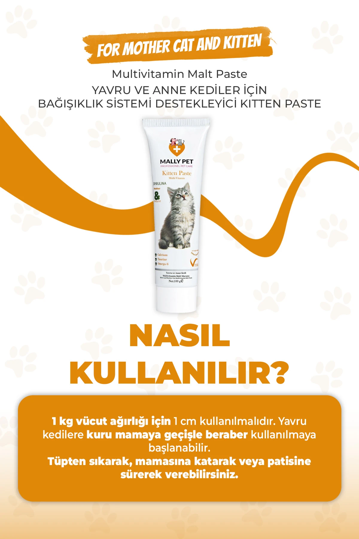 Yavru ve Anne Kedilerde Bağışıklık Sistemi Destekleyici Tüy Yumağı Önleyici Multivitamin Macunu 100g