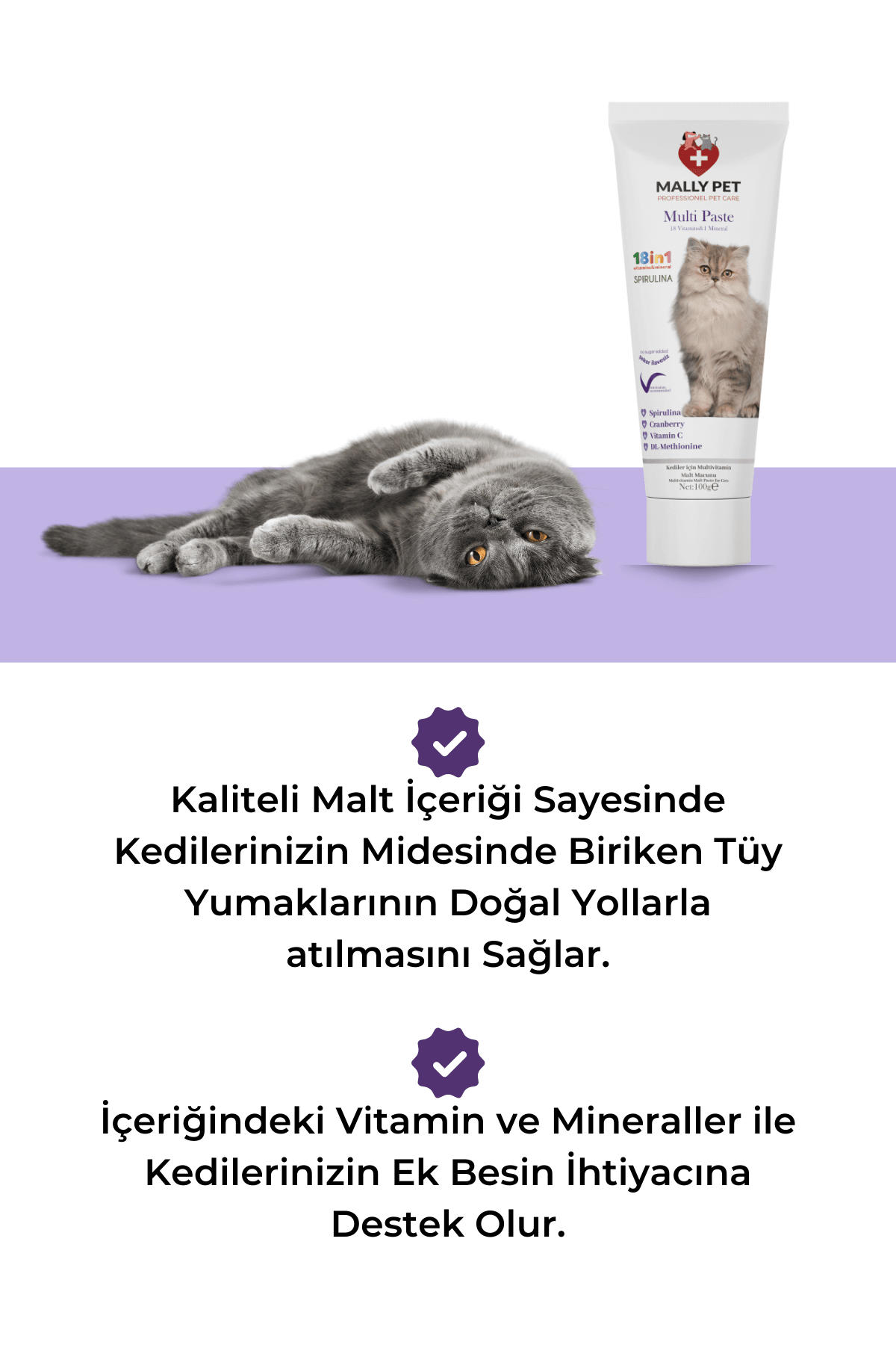 Kediler İçin Multivitaminli Yumak Önleyici Multi Paste 100g