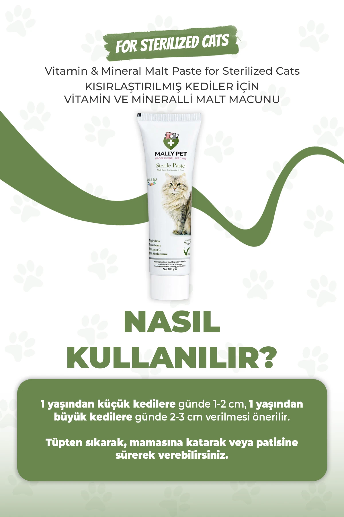 Kısırlaştırılmış Kedilere Özel Bağışıklık Desteyleyici ve Yumak Önleyici Steril Malt Macunu 100g