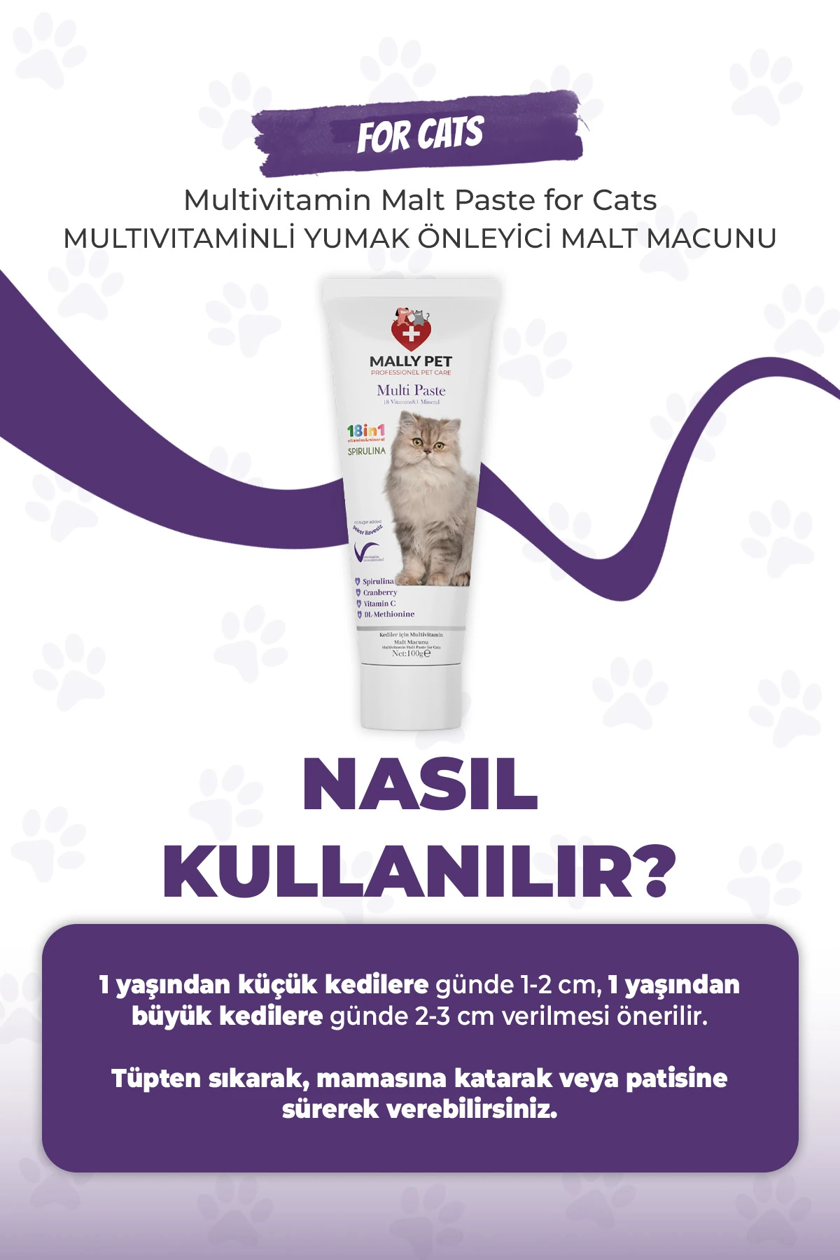 Kediler İçin Multivitaminli Malt Macunu Multi Paste 100g