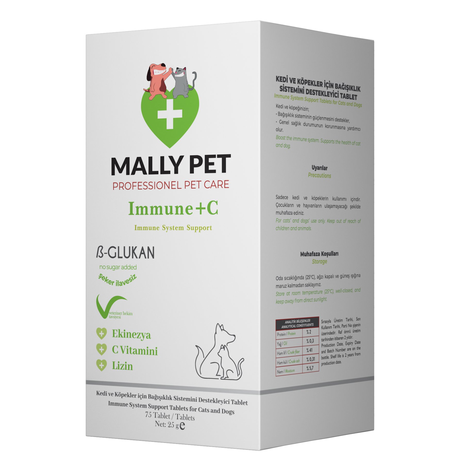 Kedi ve Köpekler İçin Bağışıklık Sistemini Güçlendiren Immune+C Tablet