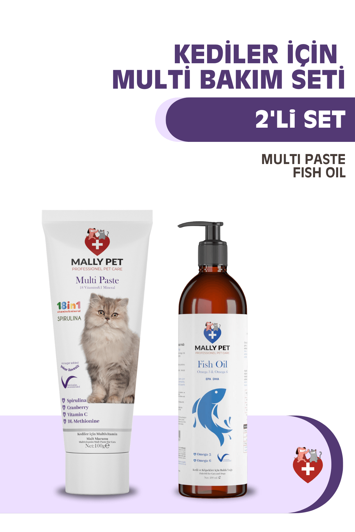 Kediler İçin Multi Bakım Seti (Multi Paste + Fish Oil) 2'li Set