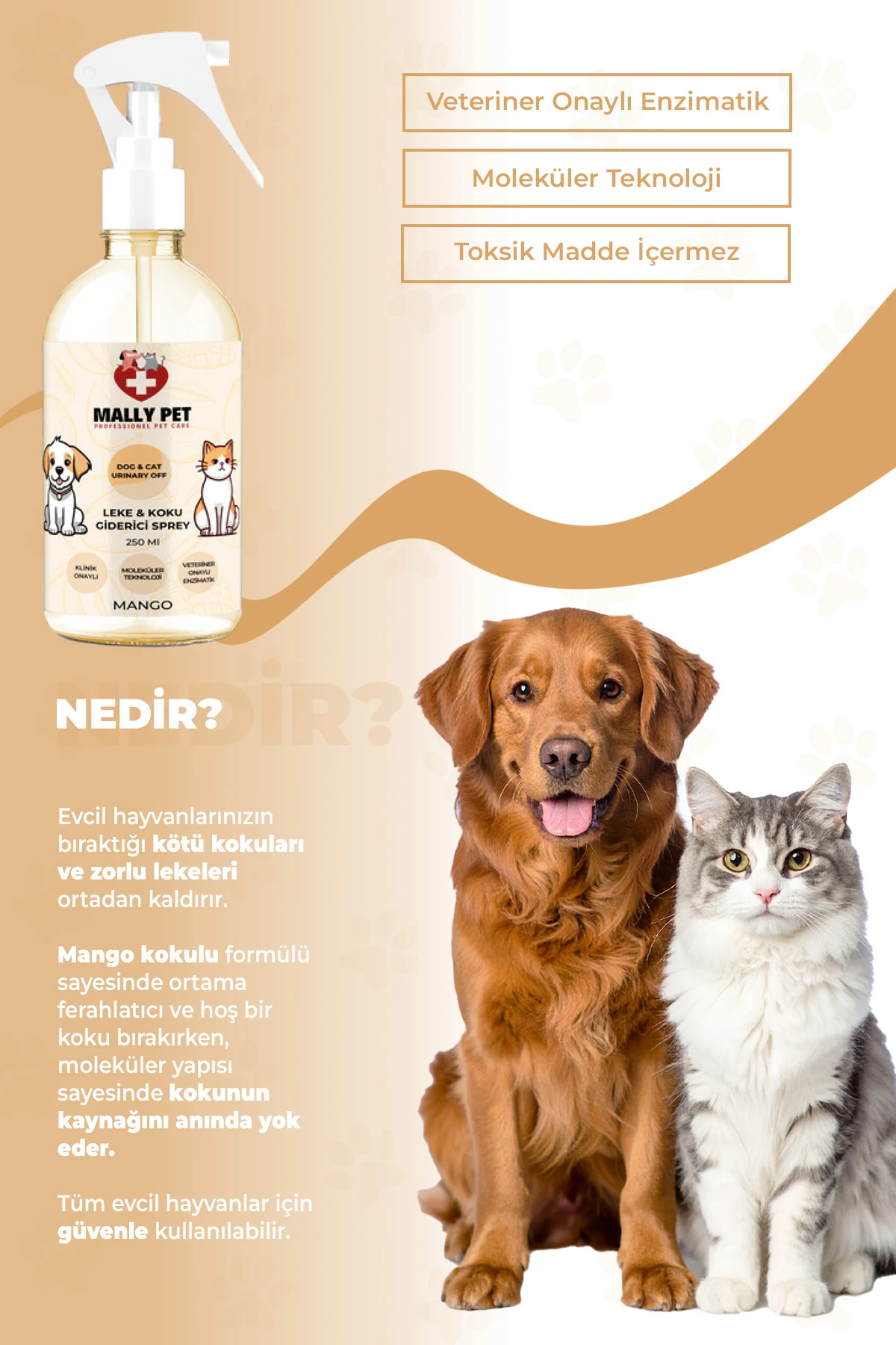 رذاذ إزالة الروائح والبقع للحيوانات الأليفة برائحة المانجو - 250 مل