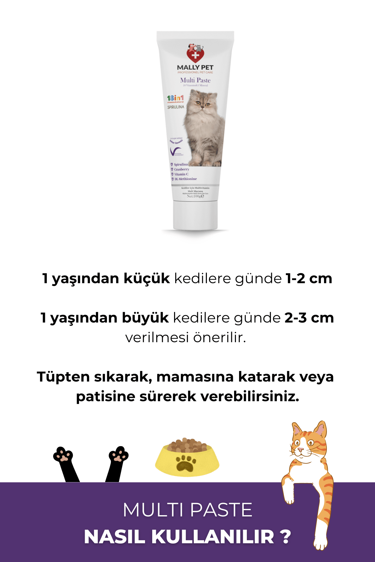 Kediler İçin Multivitaminli Yumak Önleyici Multi Paste 100g