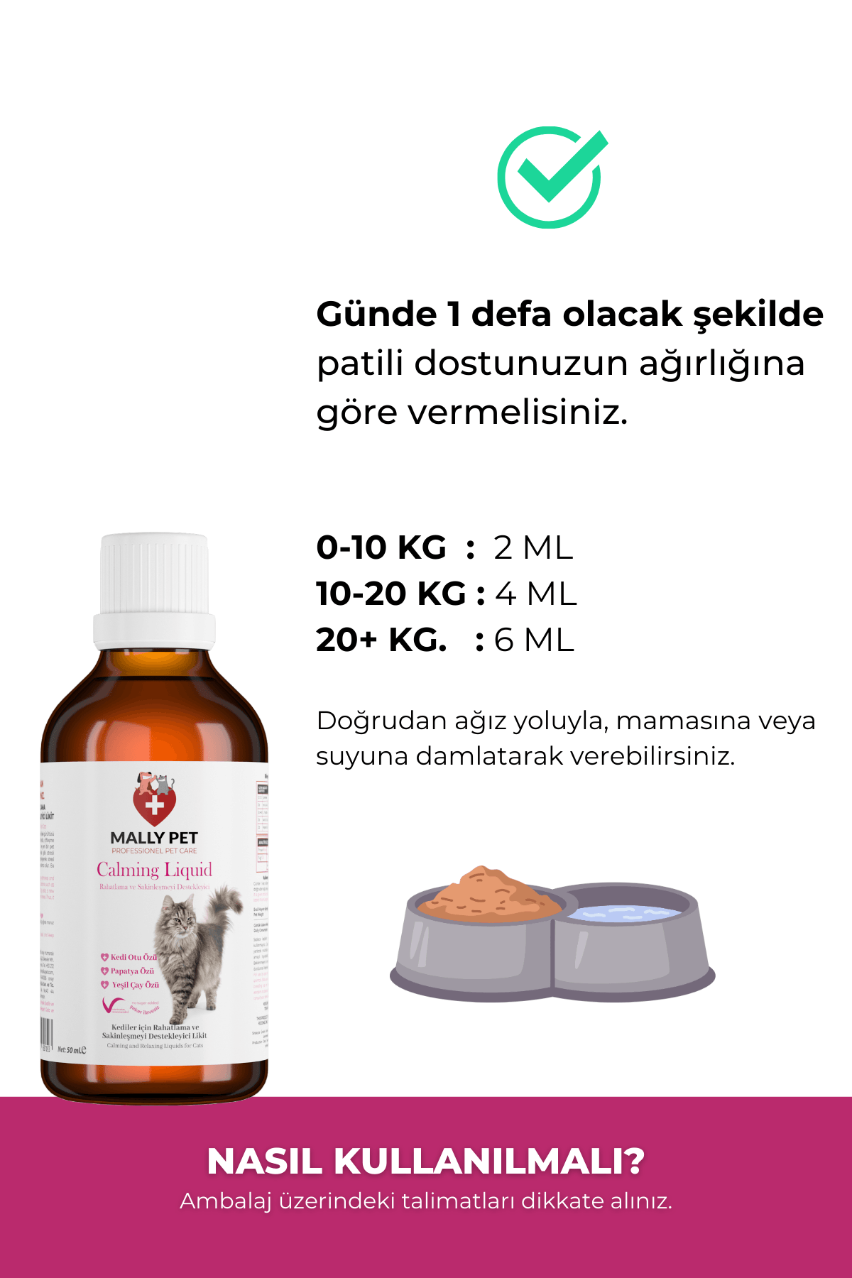 Kediler İçin Rahatlama ve Sakinleşmeyi Destekleyici Damla Calming Liquid 50 Ml